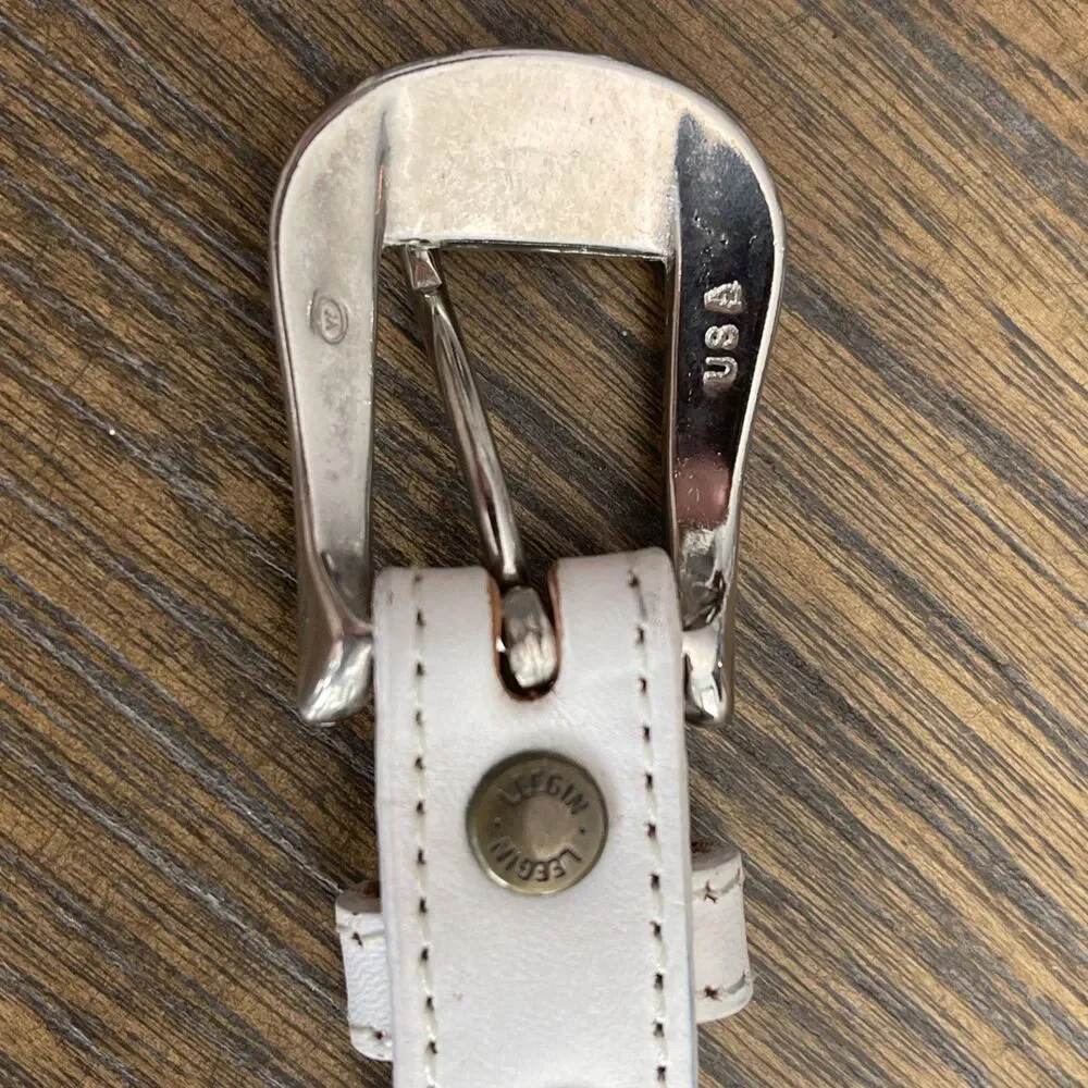 VTG Women's Western Belt Silver Creek White Hearts Engraved Size 28